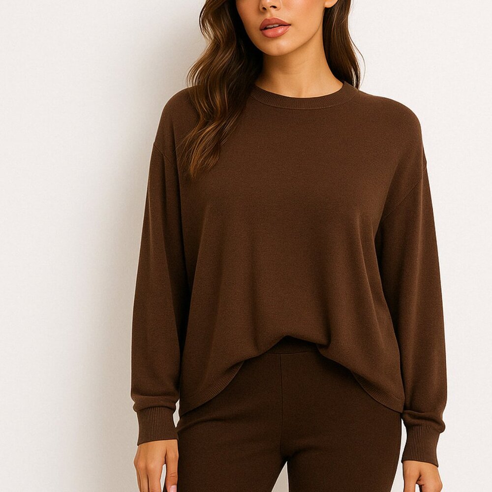 MONN (NWT) Brown Long-Sleeve High-Low Top – Size M
